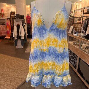 Mini Blue + Yellow Tie Dye Dress